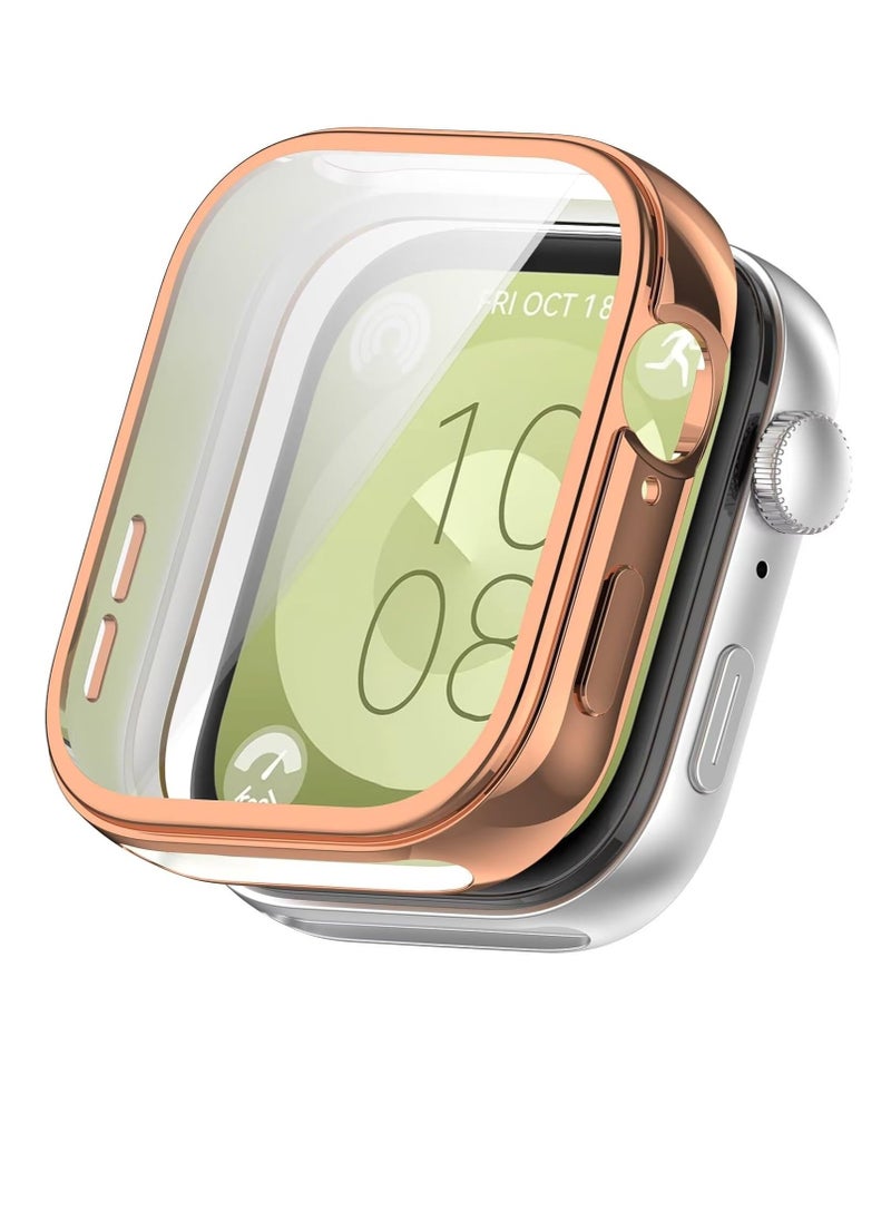 Generic Case for Huawei Watch Fit 3, All-Inclusive Protection with Soft TPU Coating, Watch Case, Shockproof, Case for Huawei Watch Fit 3 Smartwatch, Rose Gold  - Image 1