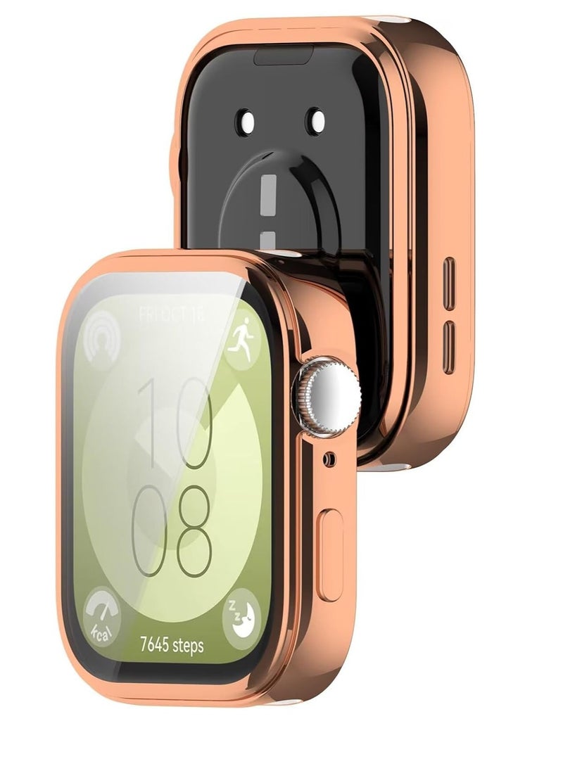 Generic Case for Huawei Watch Fit 3, All-Inclusive Protection with Soft TPU Coating, Watch Case, Shockproof, Case for Huawei Watch Fit 3 Smartwatch, Rose Gold  - Image 2
