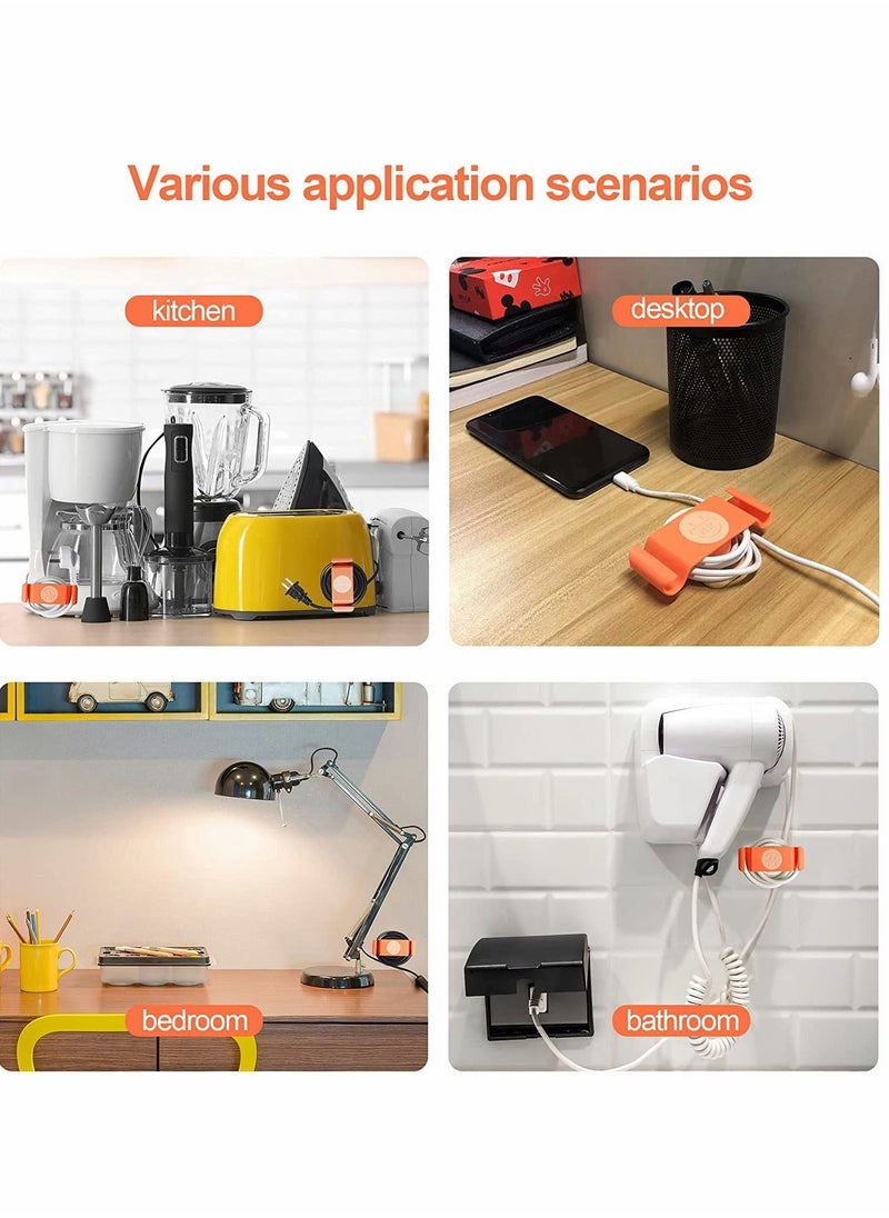 Cord Holder Cable Clips, Cord Organizer for Kitchen Appliances, 4PCS Self-Adhesive Rotatable Cord Wrap Organizers, for Organizing USB, Computer Cables Power Cords Management Clips, Home, Office Tidy