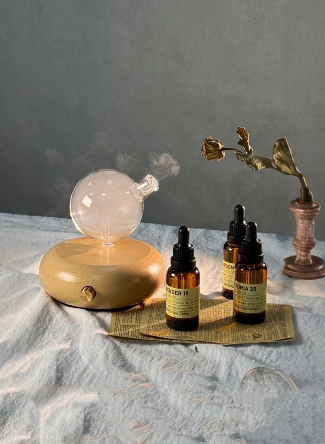 M MIAOYAN Vintage Aromatherapy Essential Oil Diffuser for Home, Office, Hotel, and Spa - Wood and Glass Diffuser, Aroma Diffuser, Cooling Aroma Device - Image 5