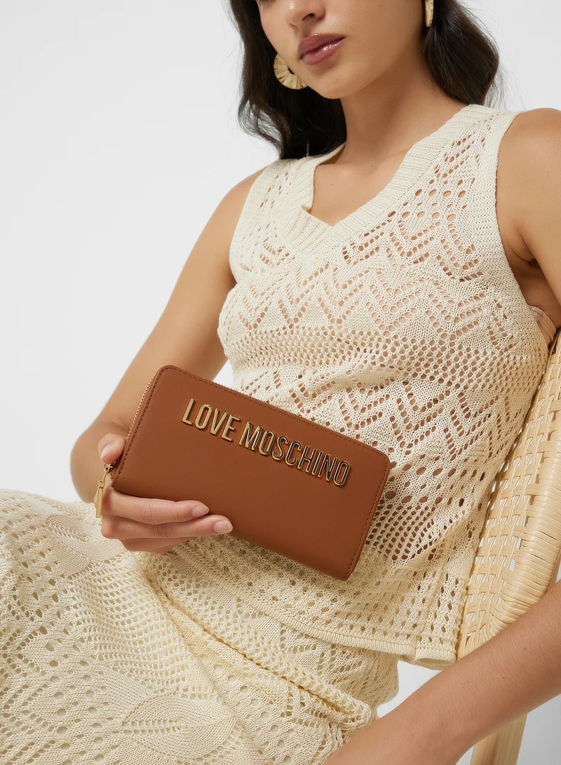 Love Moschino Logo Detailed Zip Over Wallet