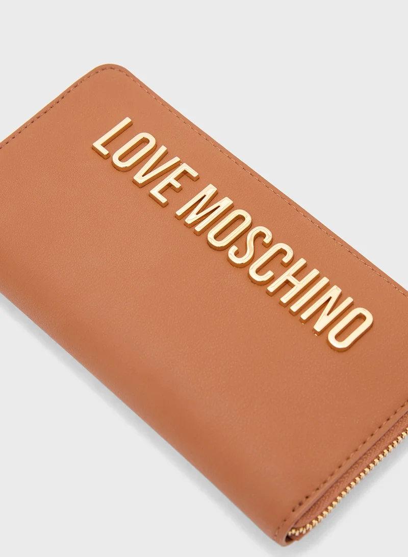 Love Moschino Logo Detailed Zip Over Wallet