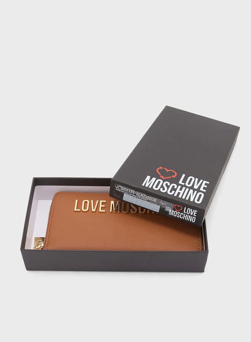 Love Moschino Logo Detailed Zip Over Wallet