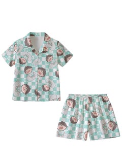 Volleyball Juvenile Pajamas and Chuanche Mens and Womens Home Suit Cartoon Animation Printing Girlfriend Three-Piece SetShort Sleeve Shorts Short Sleeve Shorts