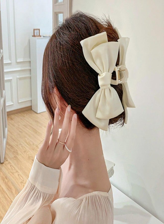 VORSET 2 PCS Large Bow Hair Claw Clips Satin Bow Claw Clip for Women Girl with Long Thick Hair 5.9 inch Elegant Hair Ribbon Design for all types Big Multicolour - Image 2