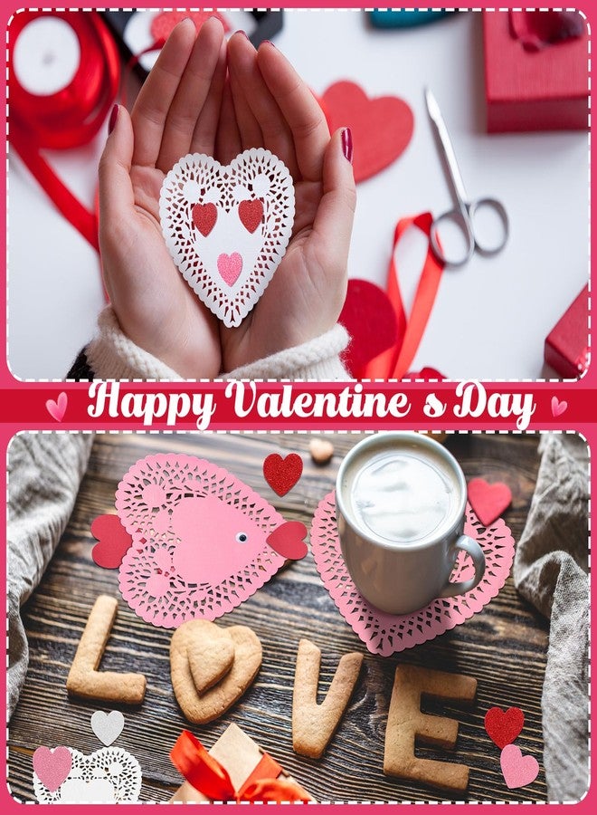 Resholder 900 Pcs Valentines Day Craft Set Include 300 Heart Doilies, 300 Foam Hearts and 300 Glitter Foam Heart Stickers for Valentine's & Galentines Day Wedding Table Decoration DIY Craft Supplies - Image 3