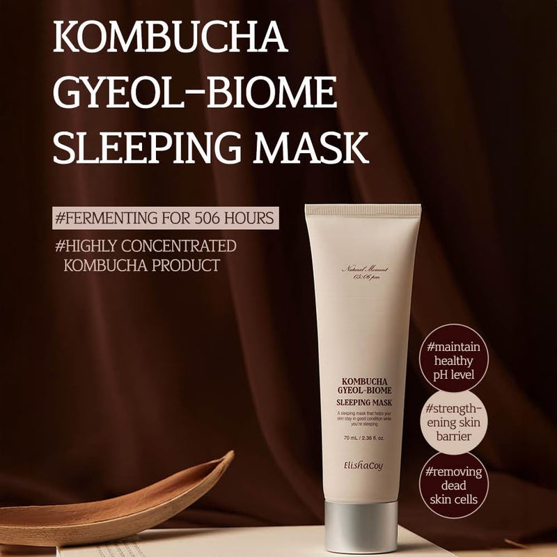 elishacoy [Elishacoy] Kombucha Gyeol-Biome Sleeping Mask 70 ml / 2.37 fl oz â€“ Fermented Kombucha Night Mask for Barrier Repair & Hydration, Vegan Skincare - Image 3