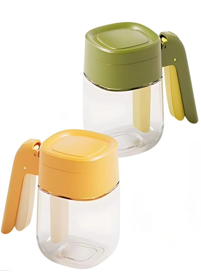 Ramkuwar Seasoning Jar with Lid and Measuring Spoon Refillable Spice Containers for Salt, Pepper & Masala (Pack of 2; Color: Green & Yellow) - Image 1