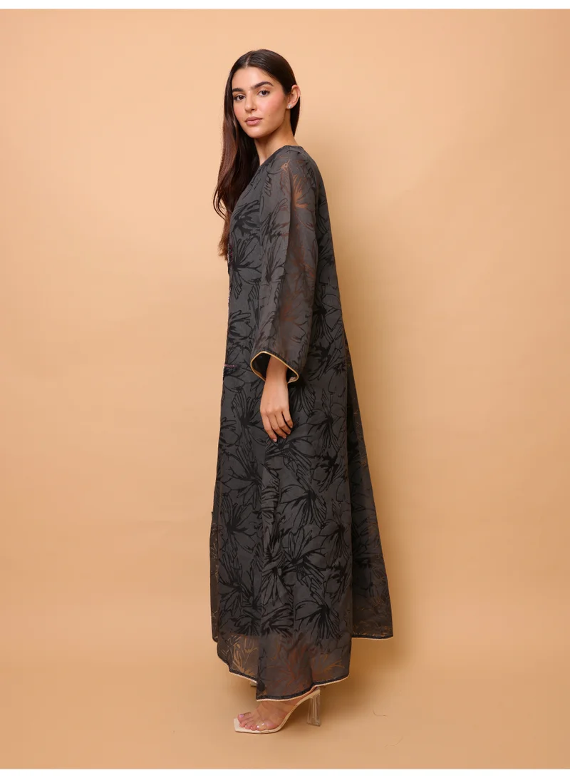 Ikkxa  Elegant Sequin Floral Applique Jalabiya for Women | Best Price UAE