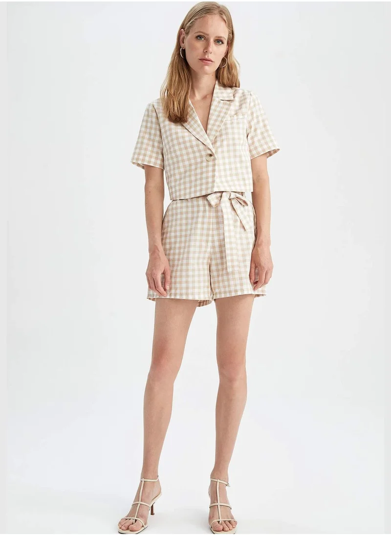 ديفاكتو Paperbag Fit Chech Print Mini Short