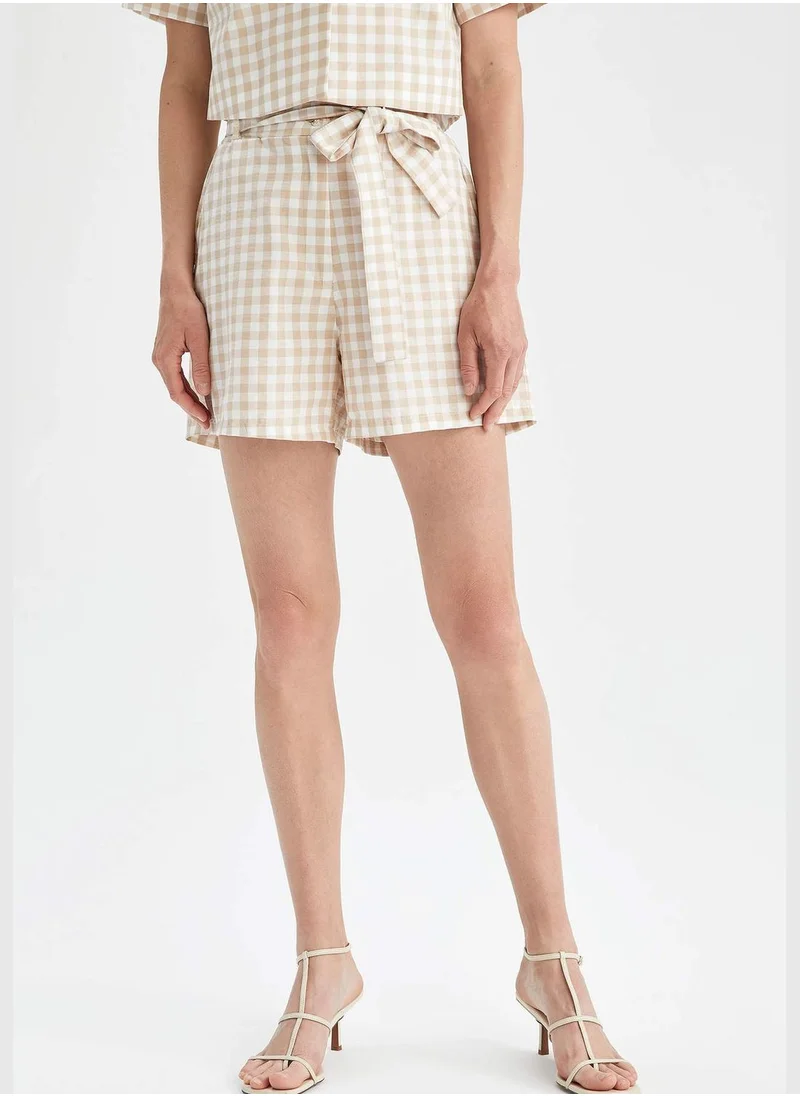 ديفاكتو Paperbag Fit Chech Print Mini Short