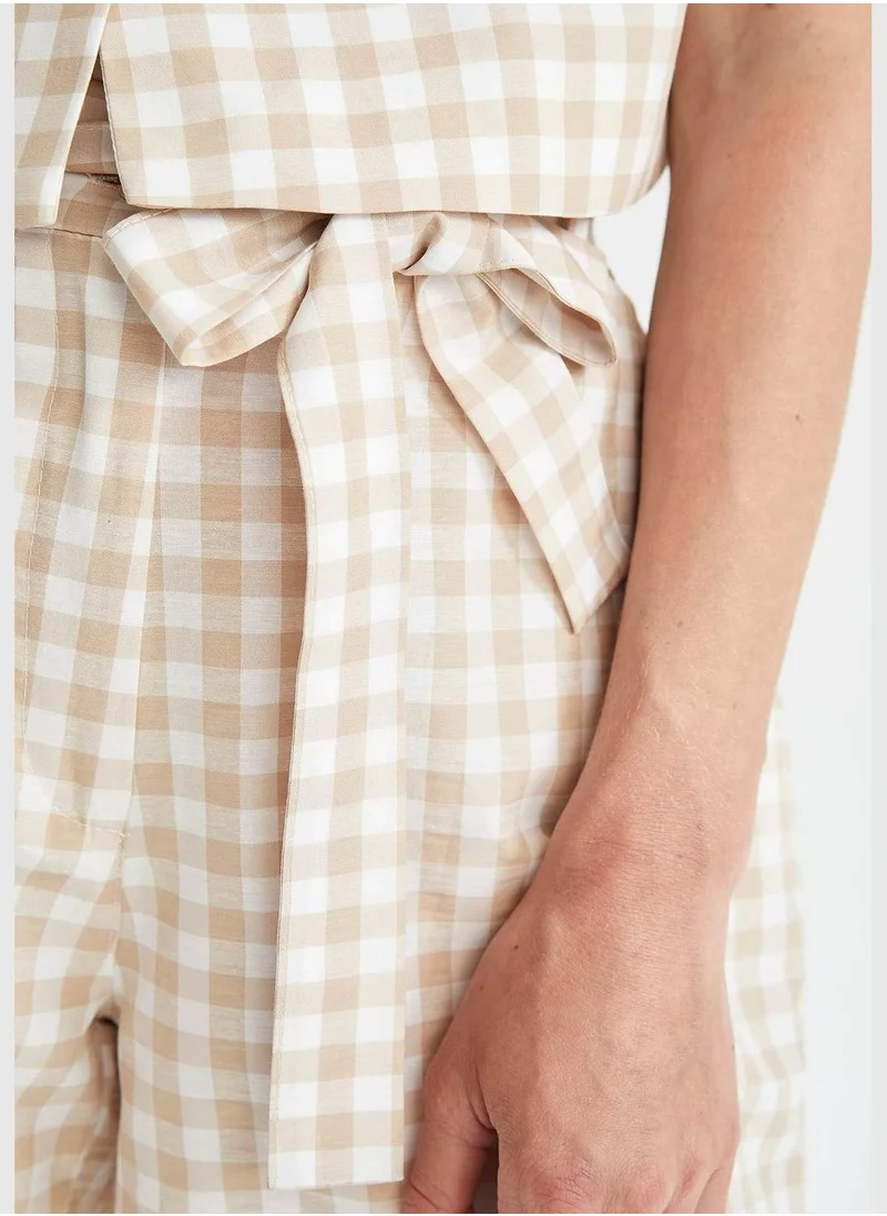 ديفاكتو Paperbag Fit Chech Print Mini Short