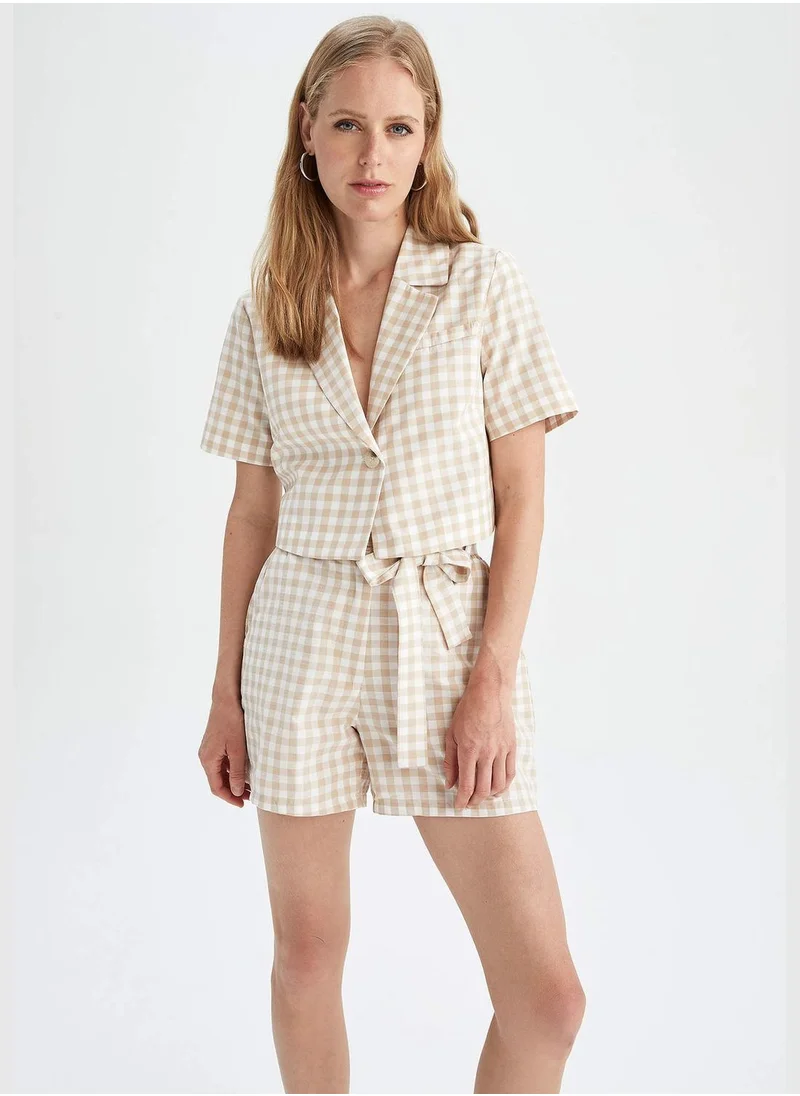 ديفاكتو Paperbag Fit Chech Print Mini Short
