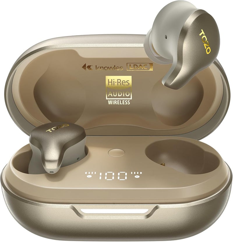TOZO Golden X1 Wireless Earbuds Balanced Armature Driver and Hybrid Dynamic Driver, Bluetooth Headphones OrigX Pro, LDAC & Hi-Res Audio Wireless, Noise Cancellation Headset, Champagne - Image 1