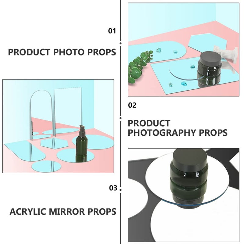 Acrylic Mirror Photography Props 2 Pack Reflective Boards For Product Display Cosmetics Jewelry Desserts - Image 5