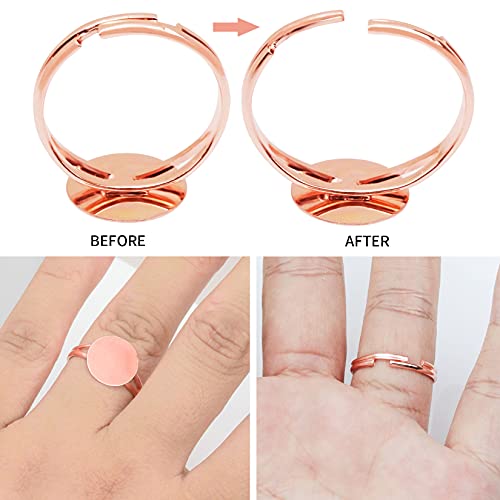 SUMERSHA 50pcs Blank Rings Adjustable Flat 12mm Base Rings Blank Jewelry Findings Components for Making DIY Crafts, 5 Colors - Image 3