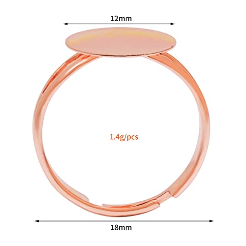 SUMERSHA 50pcs Blank Rings Adjustable Flat 12mm Base Rings Blank Jewelry Findings Components for Making DIY Crafts, 5 Colors - Image 2