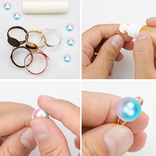 SUMERSHA 50pcs Blank Rings Adjustable Flat 12mm Base Rings Blank Jewelry Findings Components for Making DIY Crafts, 5 Colors - Image 5