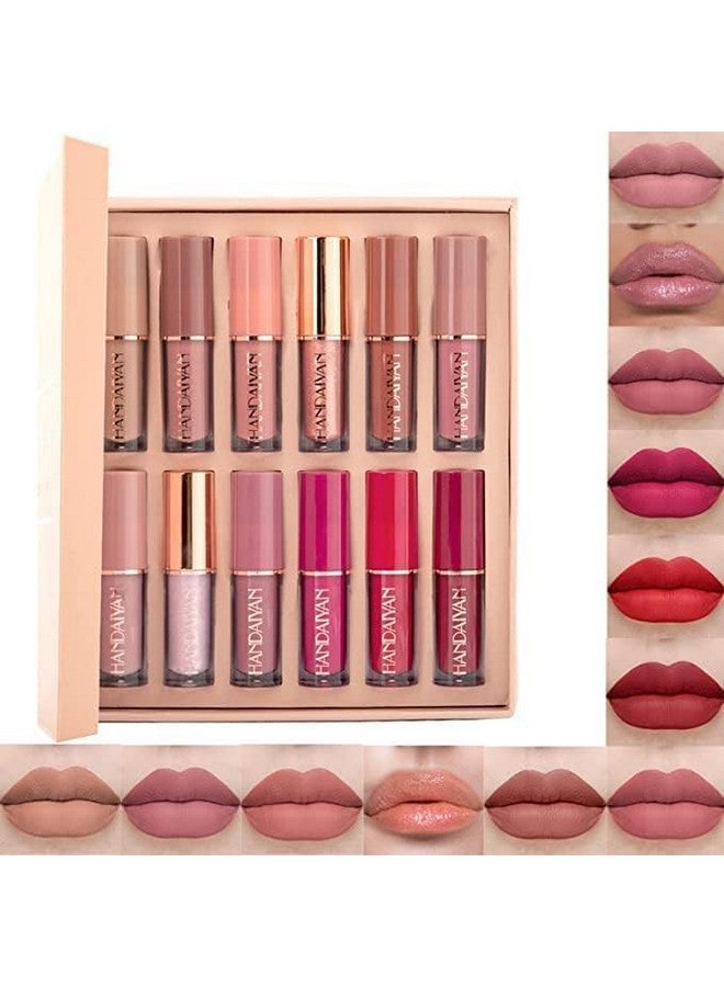 Luxafare 12-Piece Book Style Velvet Liquid Matte Lipstick Waterproof, Non Stick, Nude Lip Glossy Combo Pack Lipsticks For Women - Thanks For The Love Lip Set - Image 1