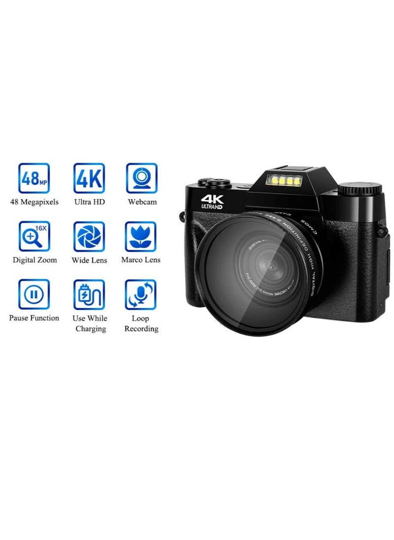Generic - Compact 4K Digital Camera Video Camcorder 48MP 3Inch IPS Screen Auto Focus 16X Zoom with 32G Memory Card - Image 1