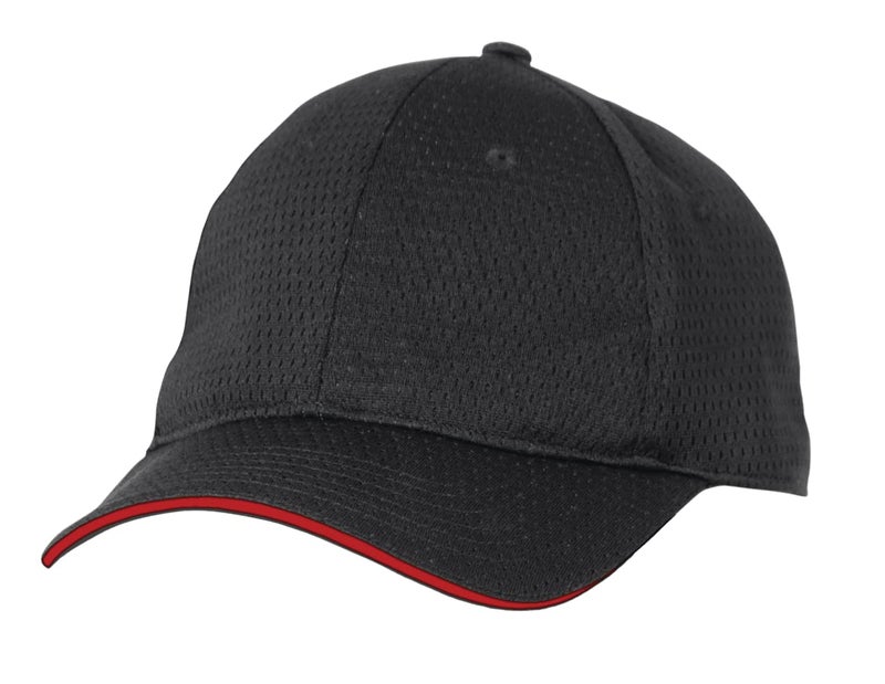 Chef Works Unisex Cool Vent Baseball Cap, Black/Red, One Size - Image 1
