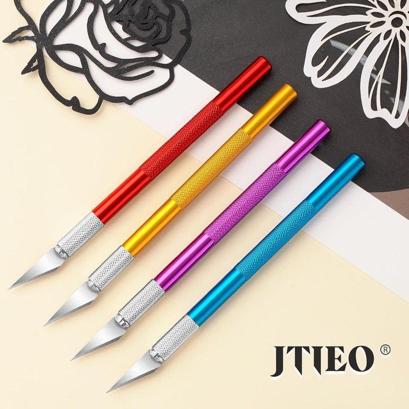 JTIEO 74 Pack Hobby Knife Exacto Knife with 4 Upgrade Sharp Hobby Knives and 70 Spare Craft Knife Blades for Art, Scrapbooking,Stencil - Image 2