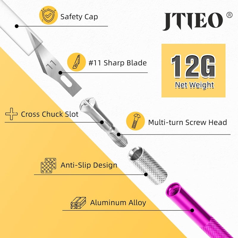 JTIEO 74 Pack Hobby Knife Exacto Knife with 4 Upgrade Sharp Hobby Knives and 70 Spare Craft Knife Blades for Art, Scrapbooking,Stencil - Image 3