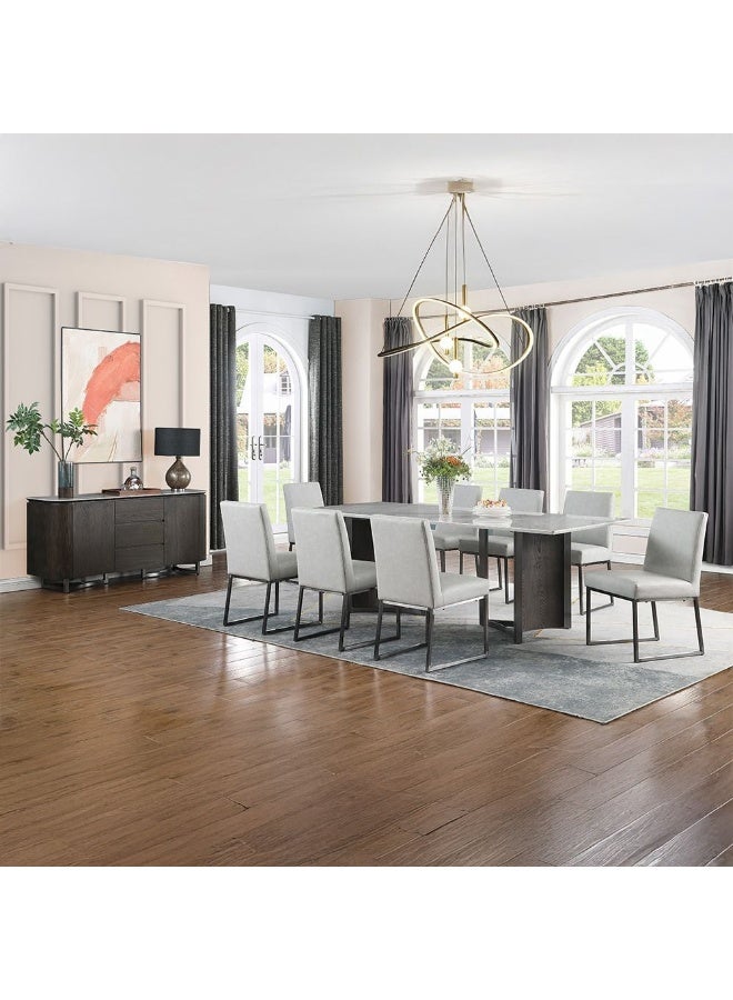 DANUBE HOME Stanford 1+8 Sintered Stone Top Dining Set | 9-Piece Comfortable Dining Set | Kitchen Dining Table With 8 Dining Chairs | Modern Design Furniture For Dining Room - Grey/D.Walnut - Image 1