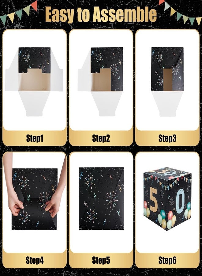 APUDWN 3 Pcs 50th Birthday Decorations Boxes Old Back in 1976 Balloons Boxes Party Supplies Vintage Happy 50 Birthday Cardboard Boxes for Men Women Retro Fifty Year Old Party Decor - Image 5