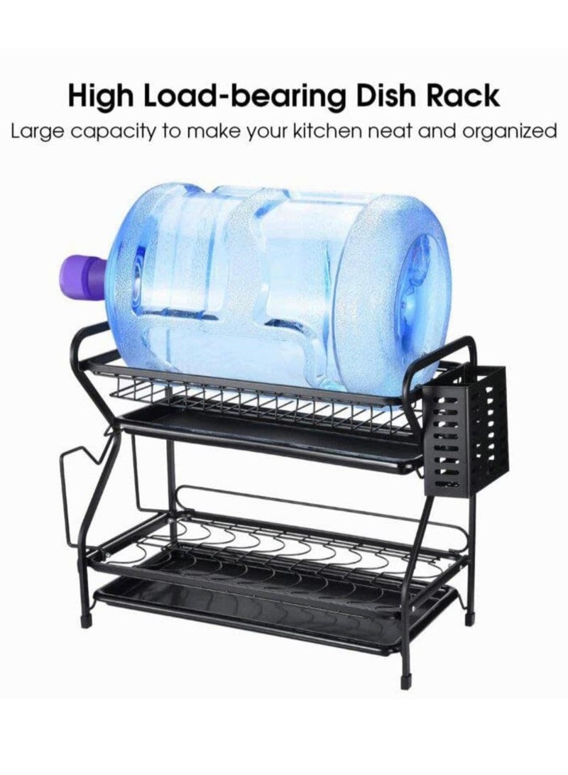 Stainless Steel 2 Tier Black Dish Rack - 53 cm Elegant Design and Excellent Capacity for Drying Dishes  - Image 5
