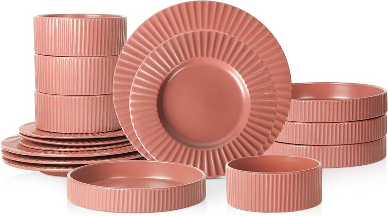 Stone Lain Christian Siriano Lusso 16Piece Dinnerware Set Stoneware Redwood - Image 1