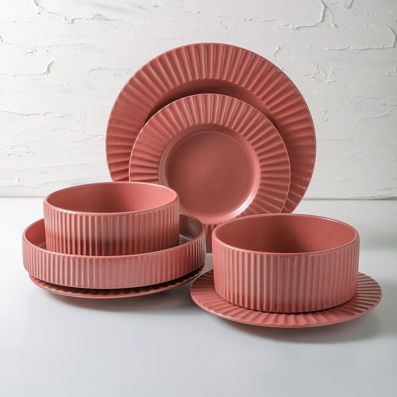 Stone Lain Christian Siriano Lusso 16Piece Dinnerware Set Stoneware Redwood - Image 3