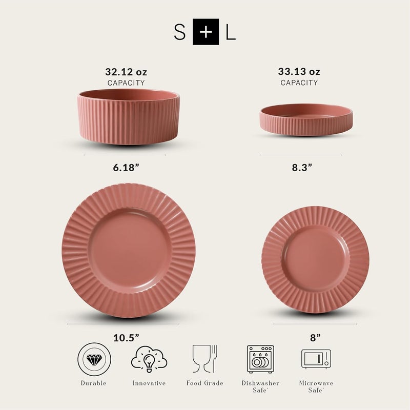 Stone Lain Christian Siriano Lusso 16Piece Dinnerware Set Stoneware Redwood - Image 2