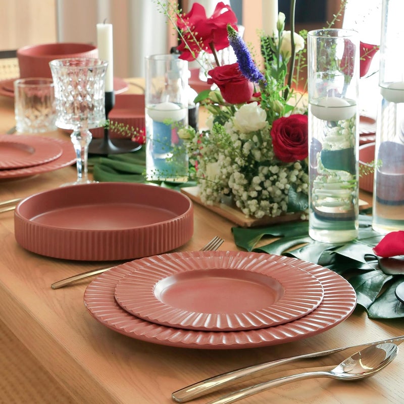 Stone Lain Christian Siriano Lusso 16Piece Dinnerware Set Stoneware Redwood - Image 5