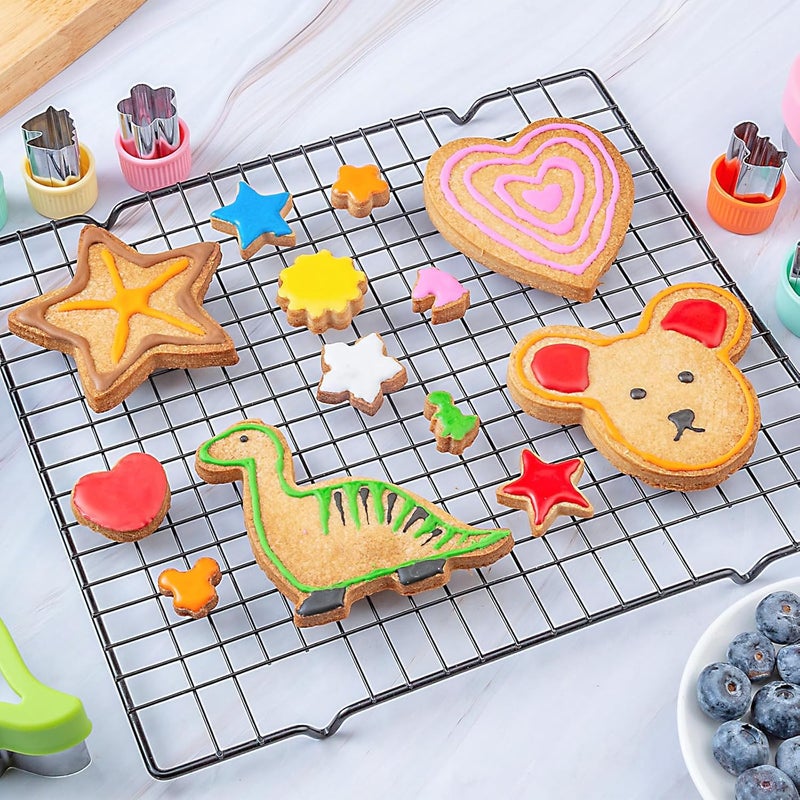 Kimfead Sandwich Cutters for Kids Lunch 12 Pcs, Cookie Cutters Set, Vegetable Fruit Cutters Shapes, Stainless Steel Biscuit Cutters, Dinosaur Mouse Heart Star - Image 2