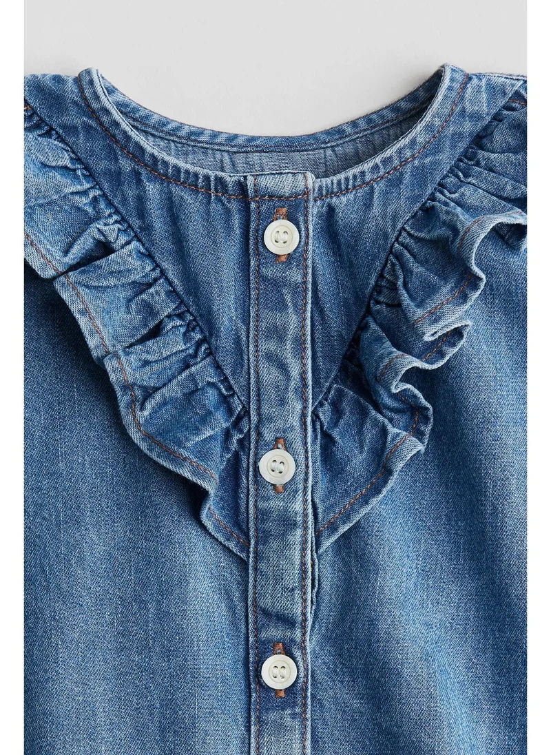 اتش اند ام Flounced denim blouse