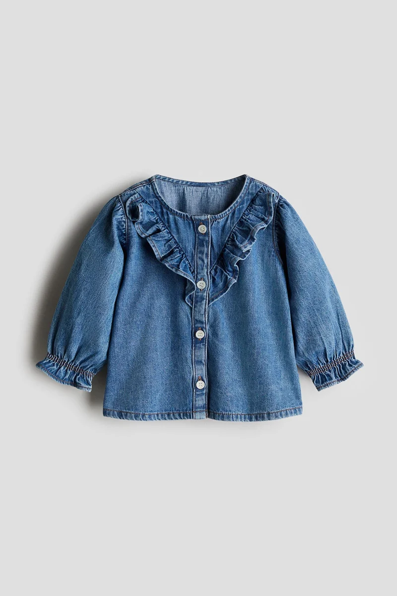 اتش اند ام Flounced denim blouse