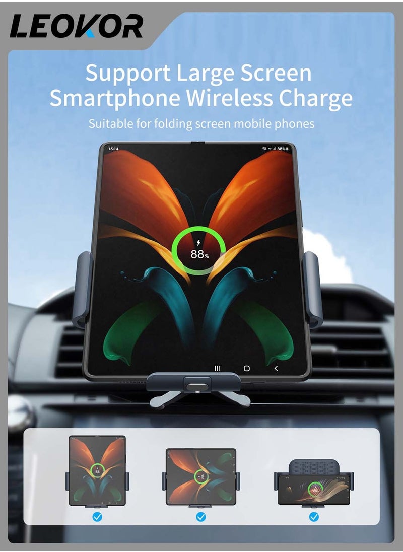 LEOKOR - Dual Coils Wireless Car Charger,for Sam sung Galaxy Z Fold 5/4/3/2,Fast Charging Phone Car Mount,Auto-Clamping Air Vent Dashboard Car Phone Holder,for Galaxy Z Fold/Note - Image 1