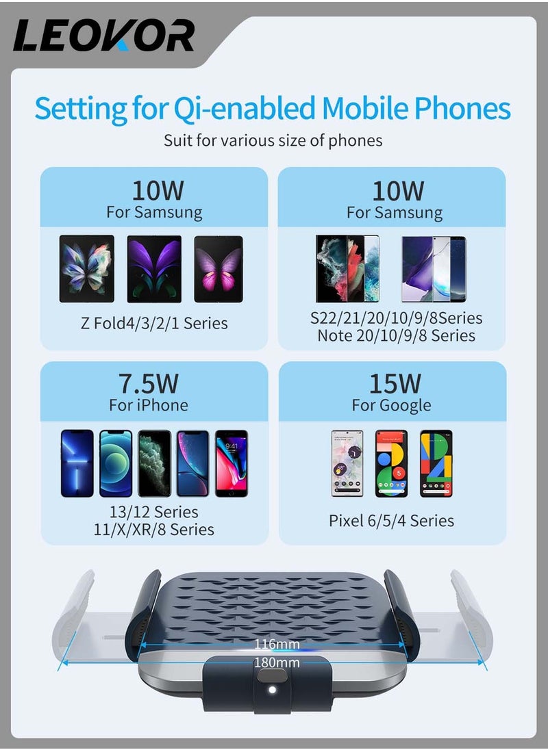 LEOKOR - Dual Coils Wireless Car Charger,for Sam sung Galaxy Z Fold 5/4/3/2,Fast Charging Phone Car Mount,Auto-Clamping Air Vent Dashboard Car Phone Holder,for Galaxy Z Fold/Note - Image 1