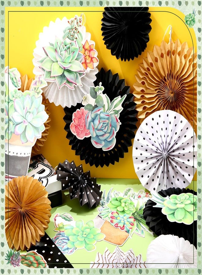 Qilery 66 Pcs Succulents Potted Bulletin Board Set Plant Bulletin Board Cutouts Black Dot Bulletin Board Border Paper Fans Classroom Decoration for Back to School Chalkboard Wall - Image 5