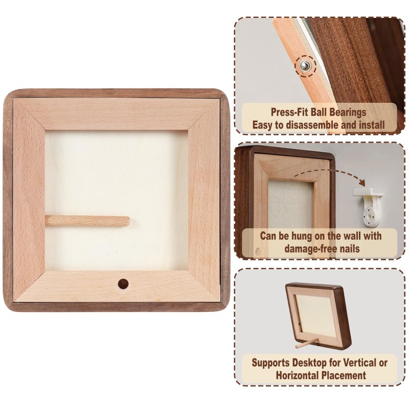 HELPLEX 6x6 Picture Frame Set of 2  Display Picture 4x4 with Mat or 6x6 Without Mat  Made of Natural Walnut Wood  HD Tempered Glass  6 x 6 Picture Frames Square for Wall or Tabletop - Image 4