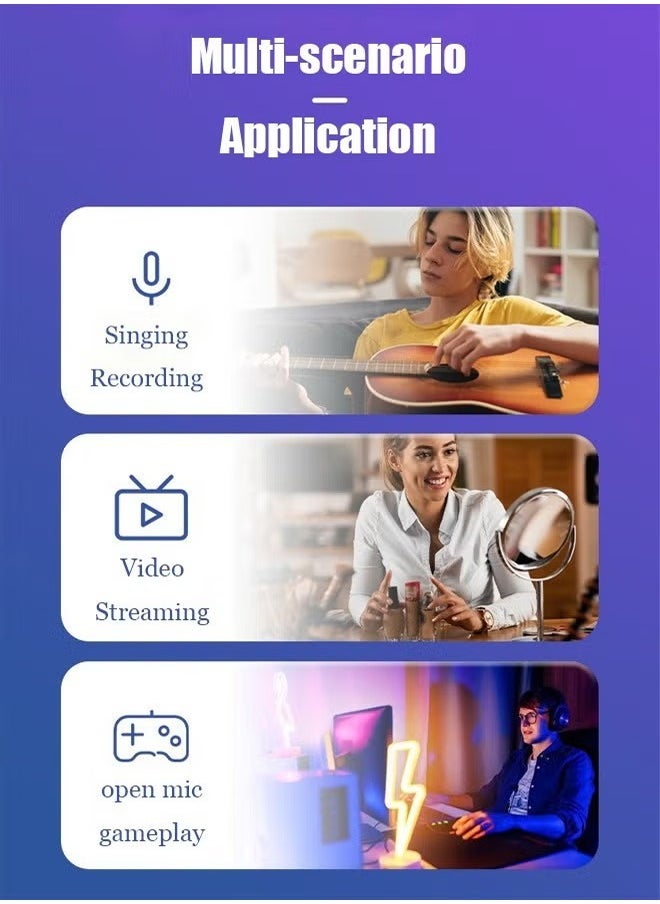 Generic - Multifunctional RGB Voice Microphone, , Streaming, Condenser Mic with Quick Mute, , Pop Filter, RGB Indicator, Shock Mount, Rotate gain button, Recording Video Conference Singing Cell Phone Live Streaming（Black） - Image 1