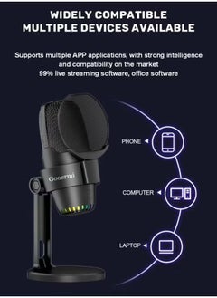 Generic Multifunctional RGB Voice Microphone, , Streaming, Condenser Mic with Quick Mute, , Pop Filter, RGB Indicator, Shock Mount, Rotate gain button, Recording Video Conference Singing Cell Phone Live Streaming（Black）  - Image 4