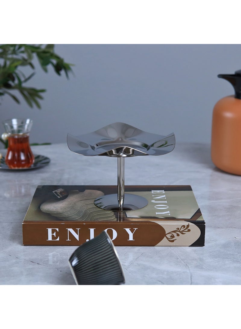 AL Hadaya Mall Luxury Stainless Steel Serving Plate with Elegant Stand - Image 2
