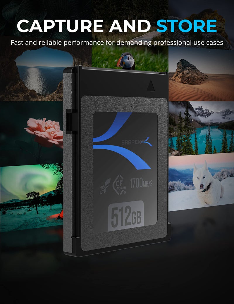 SABRENT Rocket CFX 512GB CFexpress Type B Memory Card R1700MB/s W1500MB/s (CF-XTBT-512) - Image 2