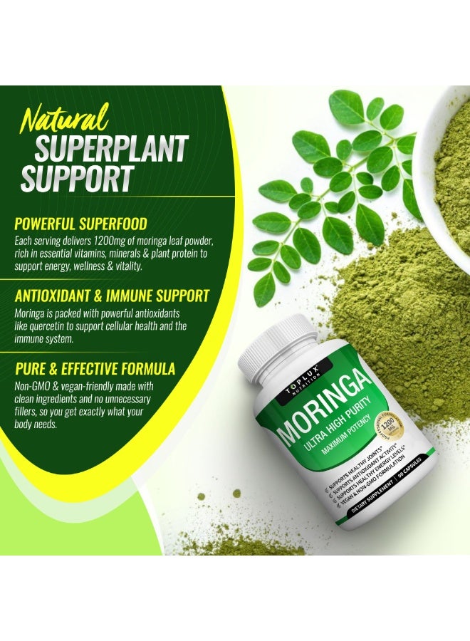 توب لوكس كبسولات المورينجا من توبلكس – 1200 ملغ – أوراق مورينجا طبيعية نقية – غنية بمضادات الأكسدة لدعم المناعة والطاقة الطبيعية وصحة البشرة – نباتية وخالية من المعدلة وراثيًا – 90 كبسولة - Image 4