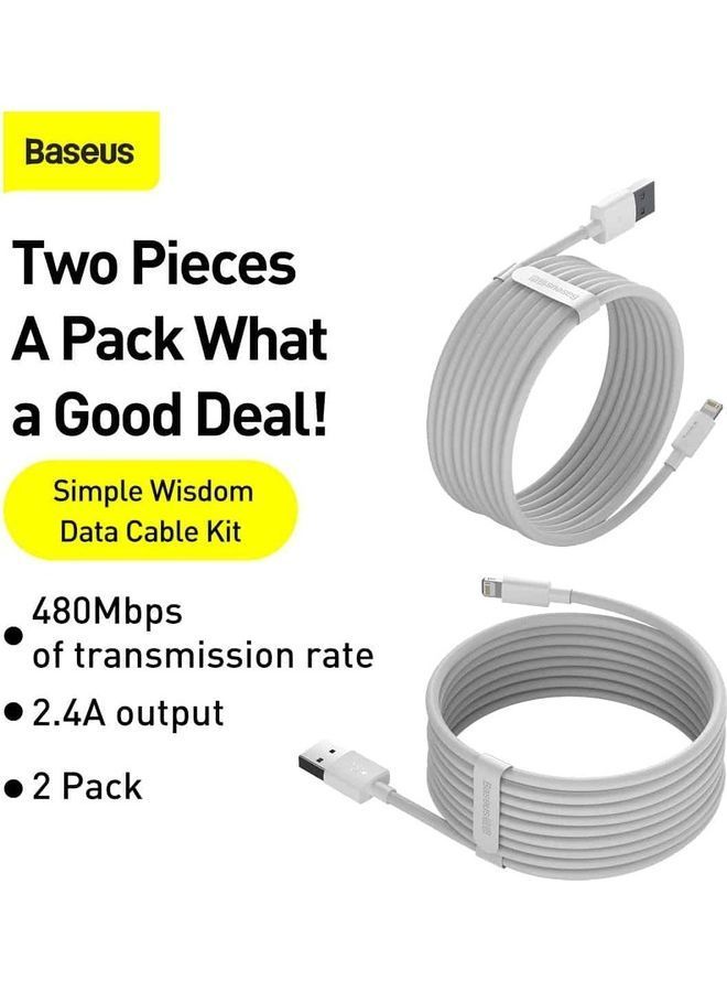 نيبمينينت مجموعة كابلات من لايتنينج إلى USB A بطول 1.5 متر قطعتين متوافقة مع هاتف آيفون 14/13/12/11/10/X/XS/8/7/6 وأجهزة الآي باد، وأكثر - أبيض - Image 2