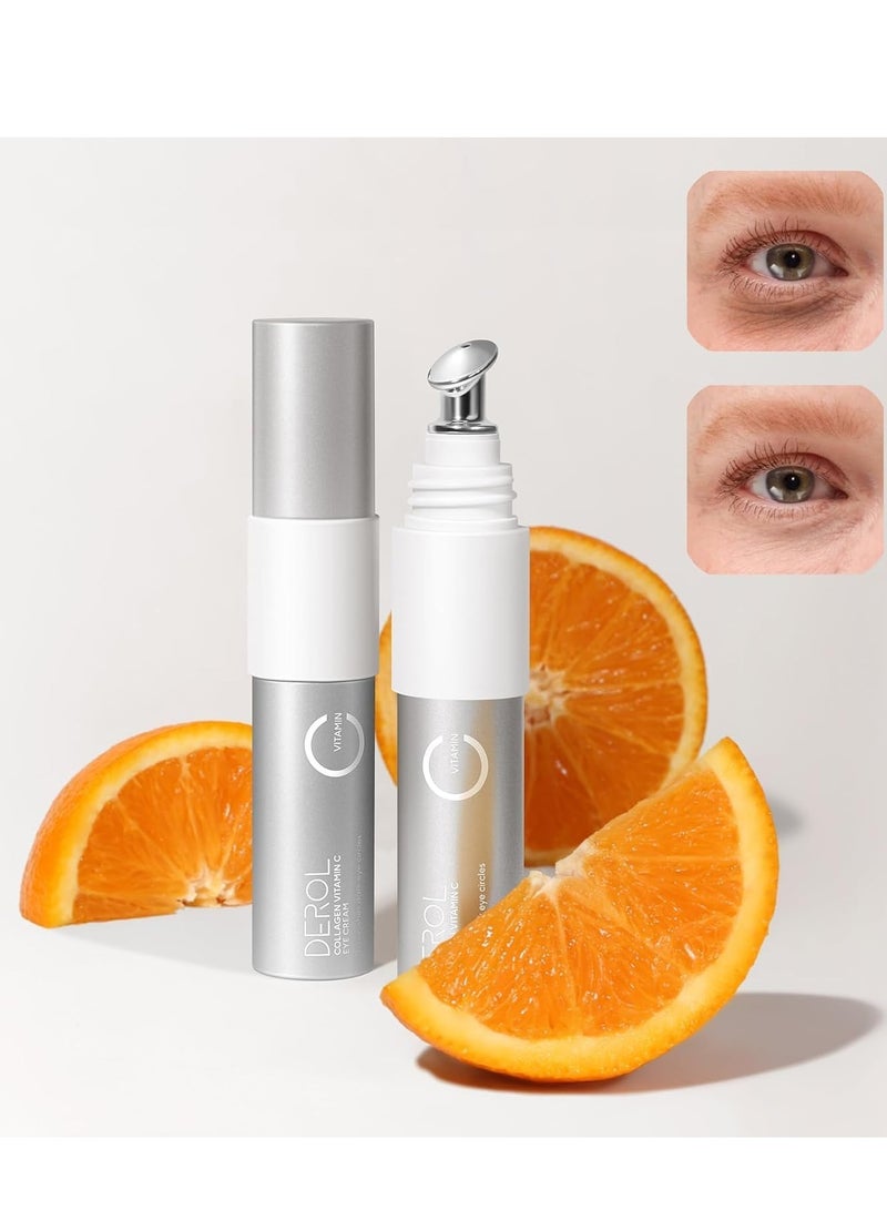 ديرول كريم الكولاجين للعين - تركيبة مضادة للشيخوخة للهالات السوداء والانتفاخ - شد العين المرطب بفيتامين سي والريتينول وحمض الهيالورونيك والكافيين - يقلل من الخطوط الدقيقة ويضيء العيون 18 مل - Image 1