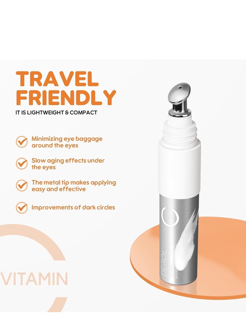 ديرول كريم الكولاجين للعين - تركيبة مضادة للشيخوخة للهالات السوداء والانتفاخ - شد العين المرطب بفيتامين سي والريتينول وحمض الهيالورونيك والكافيين - يقلل من الخطوط الدقيقة ويضيء العيون 18 مل - Image 3