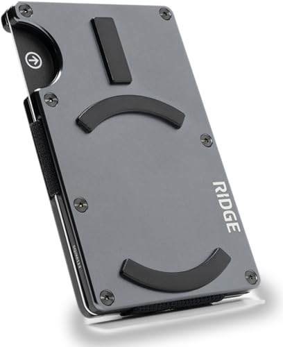 The Ridge Ridge Wallets for Men Compatible with Magsafe - Slim Minimalist Compact Wallet and Card Holder, RFID Protected Front Pocket Wallets for Men with Integrated Cash Strap (Gunmetal) - Image 1